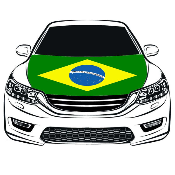 The Federative Republic of Brazil Car Hood Cover Flag ,Engine Flag,3.3X5ft, 100% Polyester Elastic Fabrics Can be Washed Suitable for Car SUV and Pickup Trucks