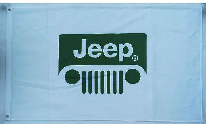 Jeep Flag-3x5 FT-100% polyester Banner-white-green-earth yellow - flagsshop