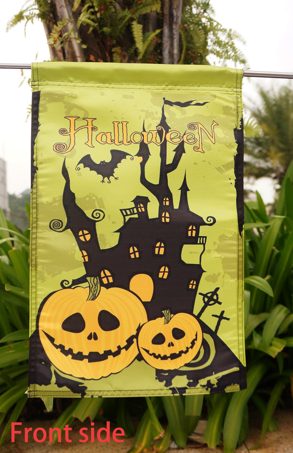 Happy Haunting Halloween Garden Flag Bats Pumpkins Scary Mini Banner "12.5 x 18" "28 x 40" Inches - flagsshop