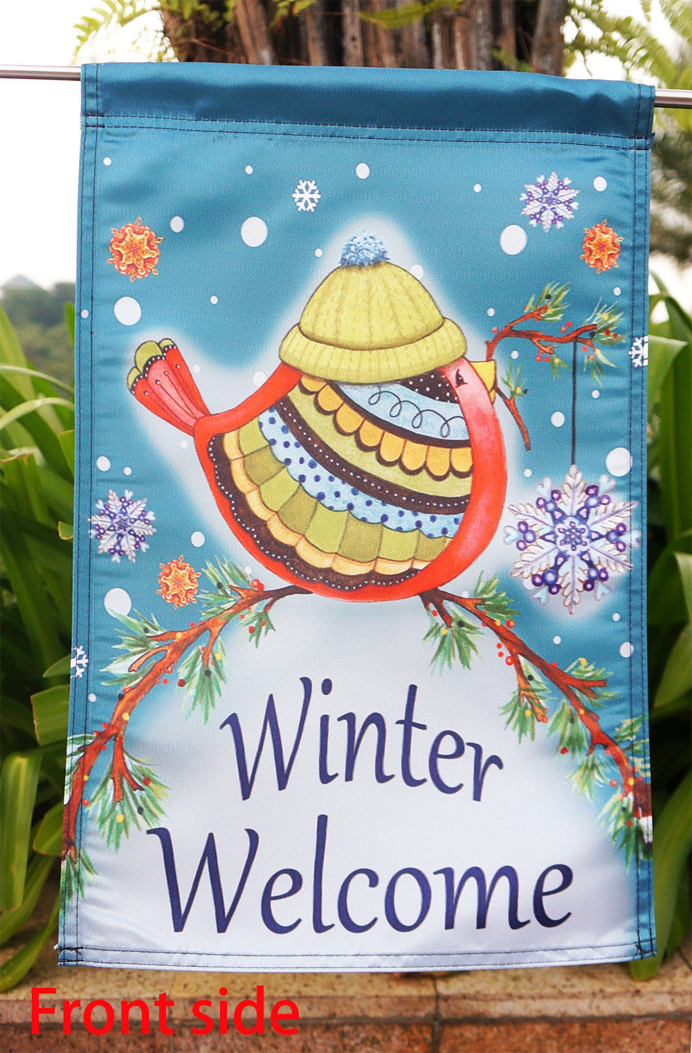 Winter Welcome Bird Garden Flag Decorative Winter by Briarwood Lane - "12.5 x 18" "28 x 40" Inches - flagsshop