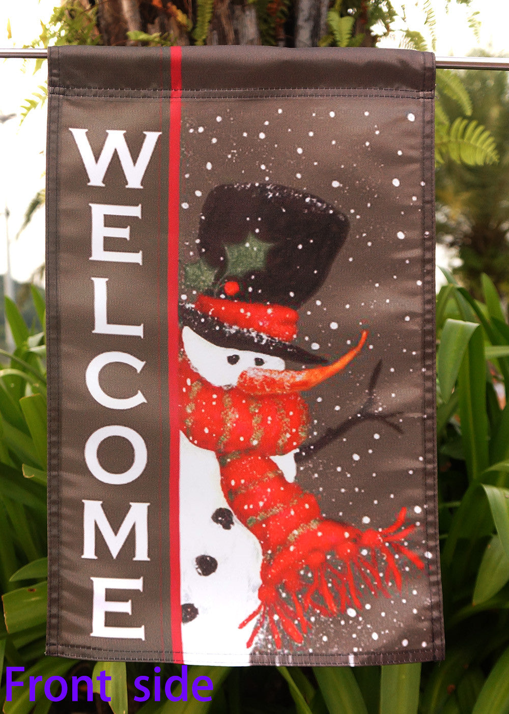 Snowman Welcome - Decorative Winter Christmas Black Flag"12.5 x 18" "28 x 40" Inches - flagsshop