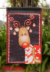 Candy Cane Reindeer - Decorative Rudolph Winter Christmas Holiday Garden Flag - "12.5 x 18" "28 x 40" Inches - flagsshop