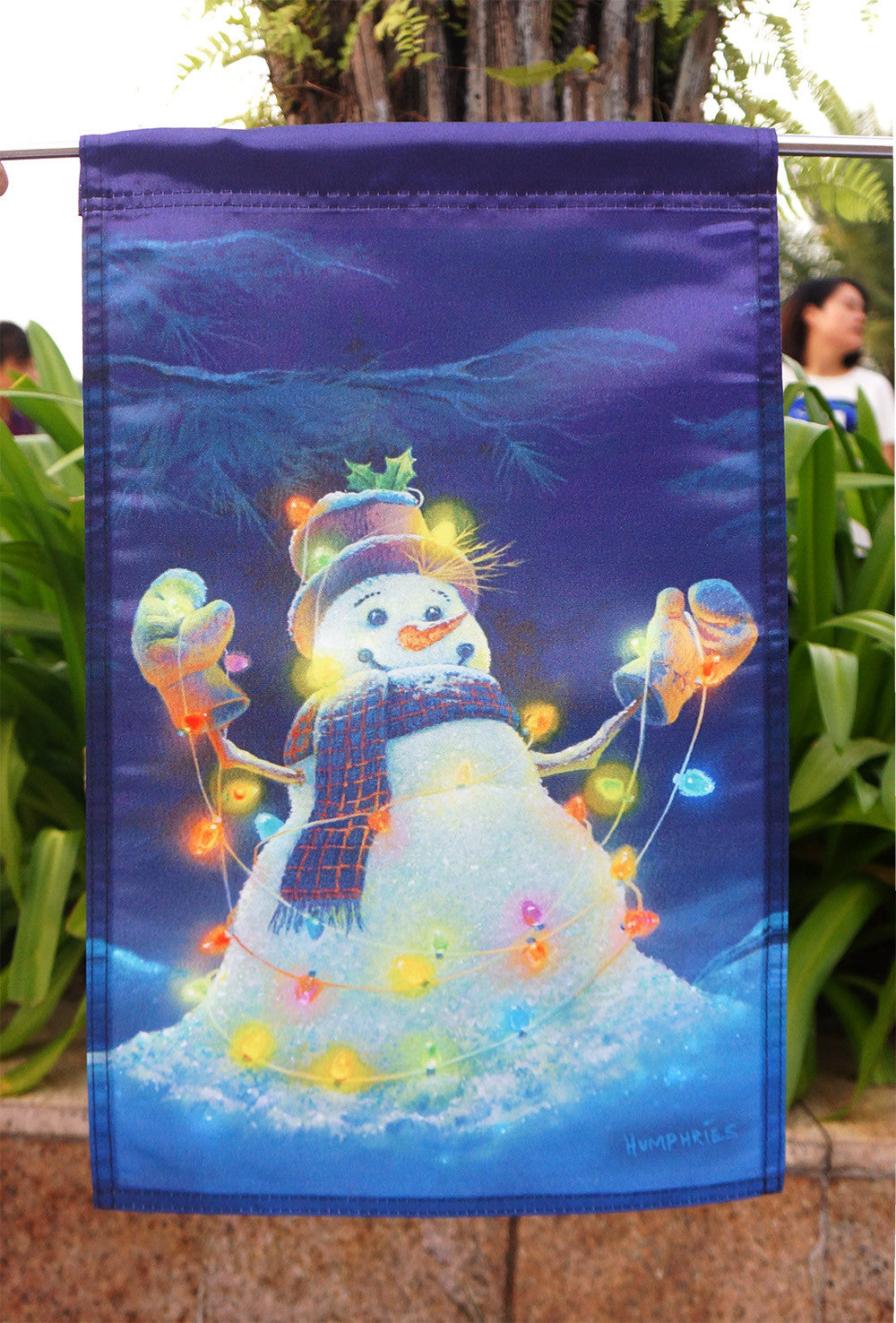Home Garden Glowman Snowman Decorative Small Garden Flag - "18" x 12.5 "x 28 to 40 inches - flagsshop