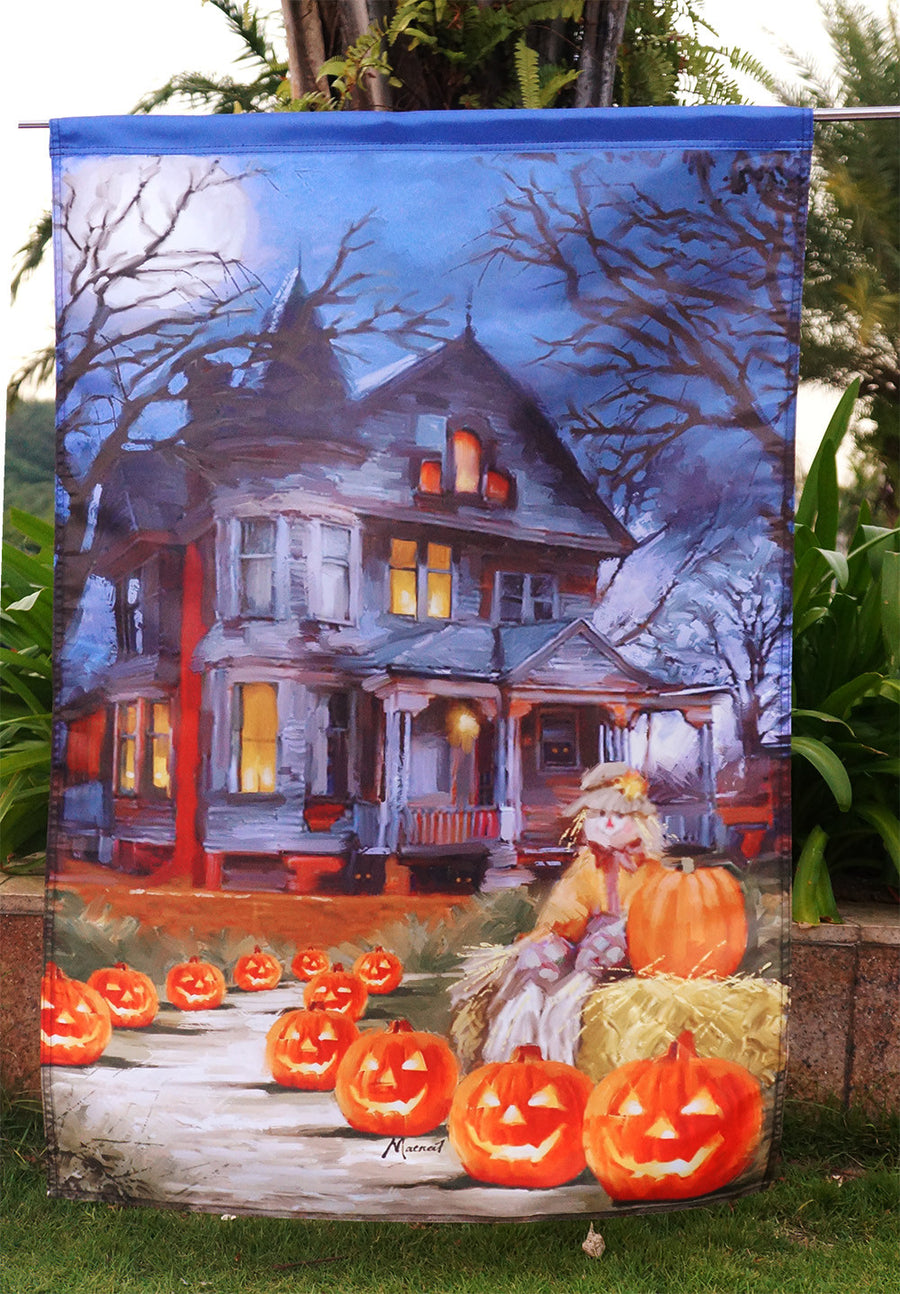 Spooky Manor - Decorative Halloween Fall Jack o Lantern Pumpkin USA-Produced House Flag 12.5'' x 18" "28 x 40" I