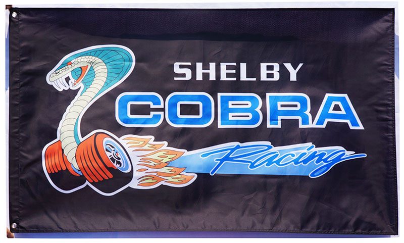 thumbnail interactive-video image 1 of Ford Mustang 2x8 Ft Racing Banner – Shelby GT Cobra Sign Flag, 100% Polyester 1 of 5
