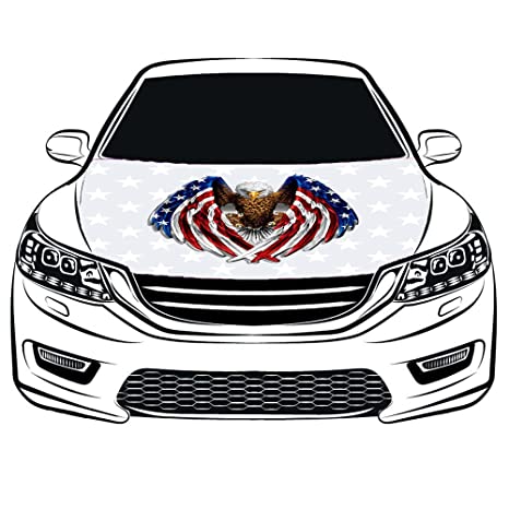 Haliaeetus leucocephalus Logo Car Hood Cover Flag ,Engine Flag,3.3X5ft, 100% Polyester Elastic Fabrics Can be Washed Suitable for Car SUV and Pickup Trucks
