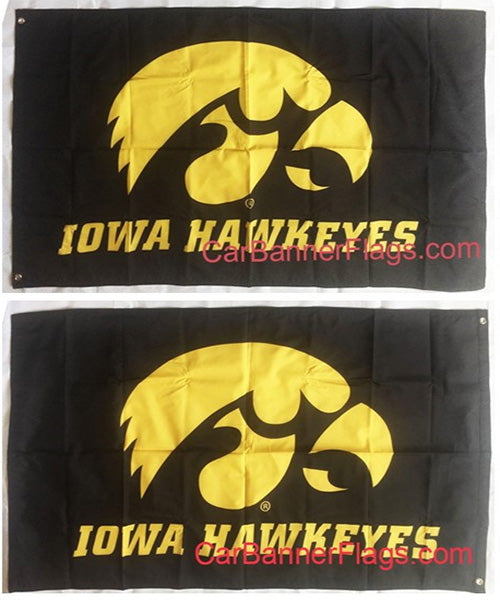 Iowa Hawkeyes Flag-3x5 FT NCAA Banner-100% polyester-2 Metal Grommets-one side & 2 sides - flagsshop