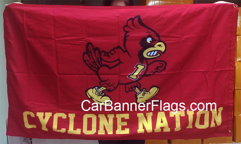 Iowa State Cyclones Flag-3x5 FT NCAA Vintage Iowa State Cyclone Banner-100% polyester-2 Metal Grommets-one side & 2 sides - flagsshop