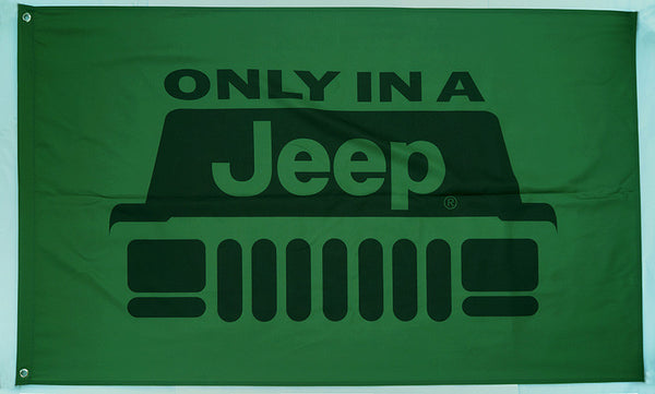 Jeep Flag-3x5 FT-100% polyester Banner-white-green-earth yellow - flagsshop