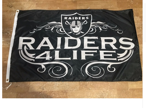 Oakland Raiders Flag-3x5 NFL Banner-100% polyester-black - flagsshop