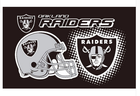 Oakland Raiders Flag-3x5 NFL Banner-100% polyester-black - flagsshop