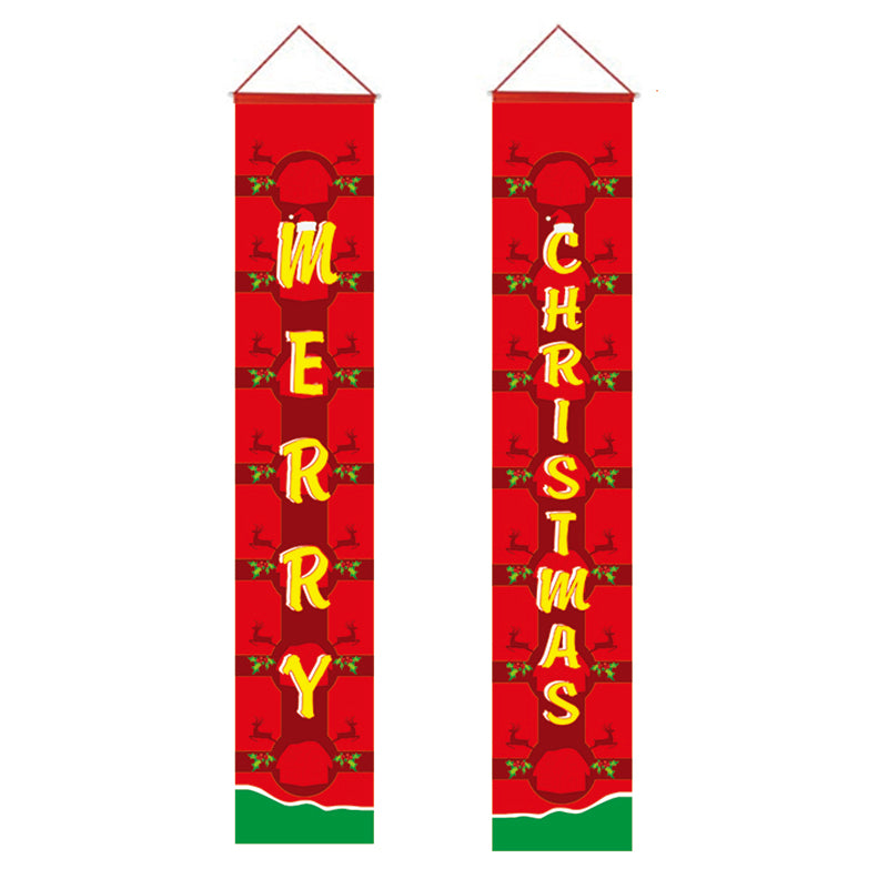 Merry Christmas Banners, Christmas Decorations, Front Door Merry Christmas Porch Banners Red Porch Sign Hanging Xmas Decorations for Home Wall Indoor Outdoor Holiday Party Decor - flagsshop