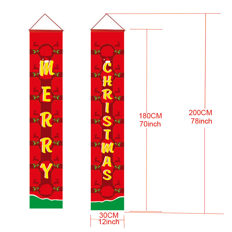 Merry Christmas Banners, Christmas Decorations, Front Door Merry Christmas Porch Banners Red Porch Sign Hanging Xmas Decorations for Home Wall Indoor Outdoor Holiday Party Decor - flagsshop