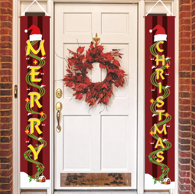 Merry Christmas Banners, Christmas Decorations, Front Door Merry Christmas Porch Banners Red Porch Sign Hanging Xmas Decorations for Home Wall Indoor Outdoor Holiday Party Decor - flagsshop