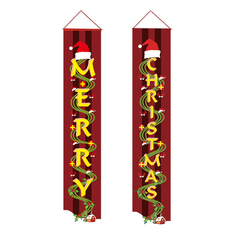 Merry Christmas Banners, Christmas Decorations, Front Door Merry Christmas Porch Banners Red Porch Sign Hanging Xmas Decorations for Home Wall Indoor Outdoor Holiday Party Decor - flagsshop