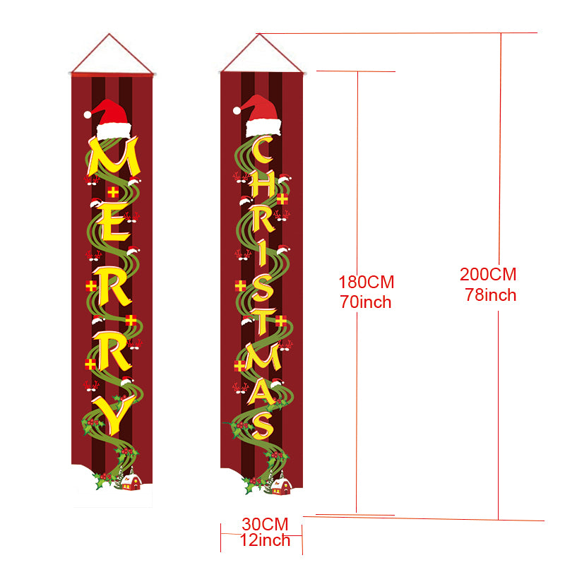 Merry Christmas Banners, Christmas Decorations, Front Door Merry Christmas Porch Banners Red Porch Sign Hanging Xmas Decorations for Home Wall Indoor Outdoor Holiday Party Decor - flagsshop