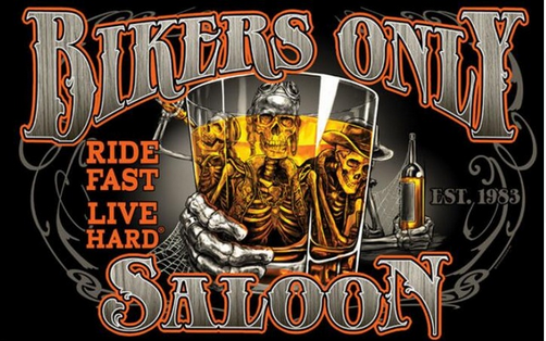 Bikers Only Saloon Flag-3x5 FT Banner-100% polyester-2 Metal Grommets - flagsshop