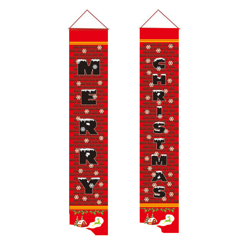 Merry Christmas Banners, Christmas Decorations, Front Door Merry Christmas Porch Banners Red Porch Sign Hanging Xmas Decorations for Home Wall Indoor Outdoor Holiday Party Decor - flagsshop