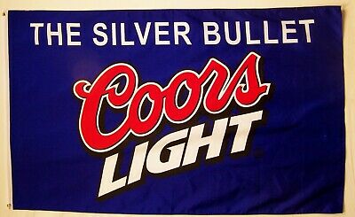 Coors Light Flag-3x5 FT Coors Light Silver Bullet Beer Banner-100% polyester-2 Metal Grommets