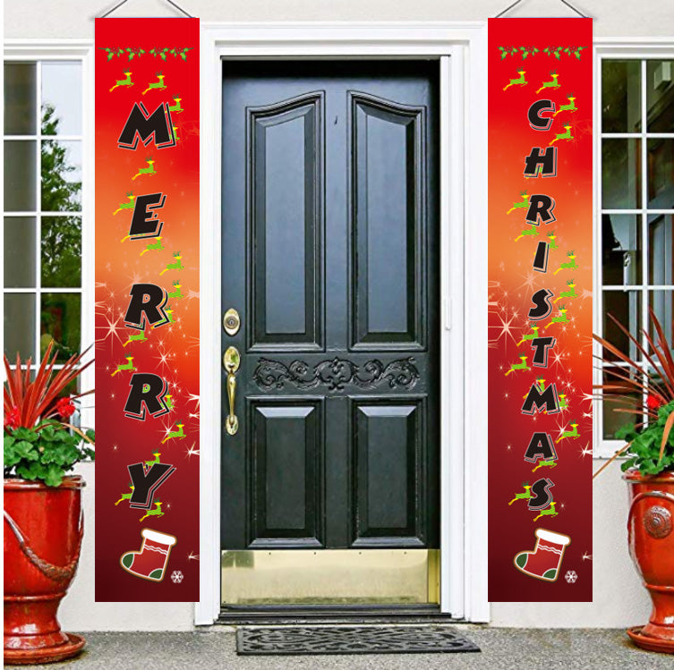 Merry Christmas Banners, Christmas Decorations, Front Door Merry Christmas Porch Banners Red Porch Sign Hanging Xmas Decorations for Home Wall Indoor Outdoor Holiday Party Decor - flagsshop