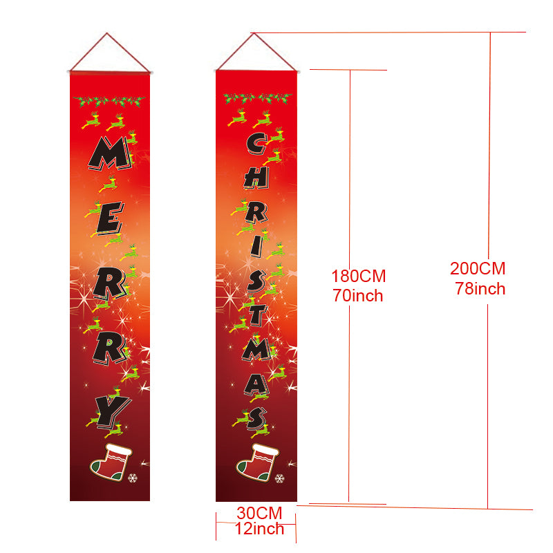 Merry Christmas Banners, Christmas Decorations, Front Door Merry Christmas Porch Banners Red Porch Sign Hanging Xmas Decorations for Home Wall Indoor Outdoor Holiday Party Decor - flagsshop
