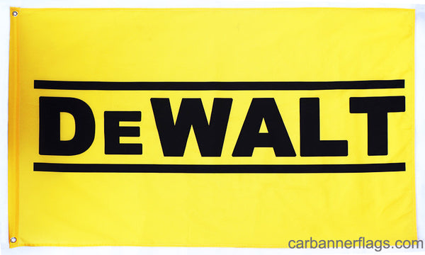 Dewalt Flag-3x5 FT-Black-100% polyester-2 Metal Grommets Banner-Yellow - flagsshop