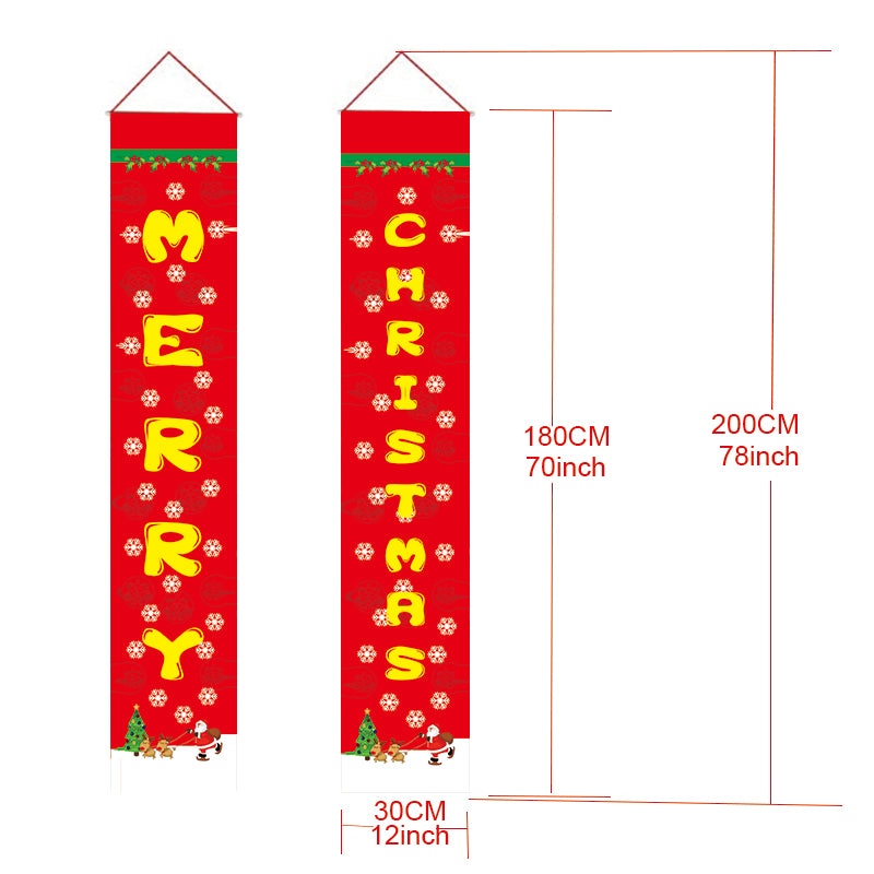 Merry Christmas Banners, Christmas Decorations, Front Door Merry Christmas Porch Banners Red Porch Sign Hanging Xmas Decorations for Home Wall Indoor Outdoor Holiday Party Decor - flagsshop