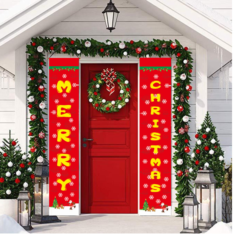 Merry Christmas Banners, Christmas Decorations, Front Door Merry Christmas Porch Banners Red Porch Sign Hanging Xmas Decorations for Home Wall Indoor Outdoor Holiday Party Decor - flagsshop