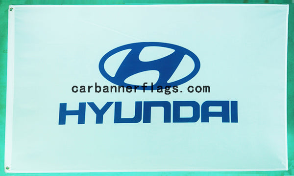 Hyundai Flag-3x5 FT-100% polyester Banner-White - flagsshop