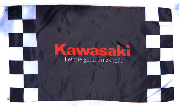 Kawasaki Checkered Flag-3x5 FT-100% polyester Banner - flagsshop