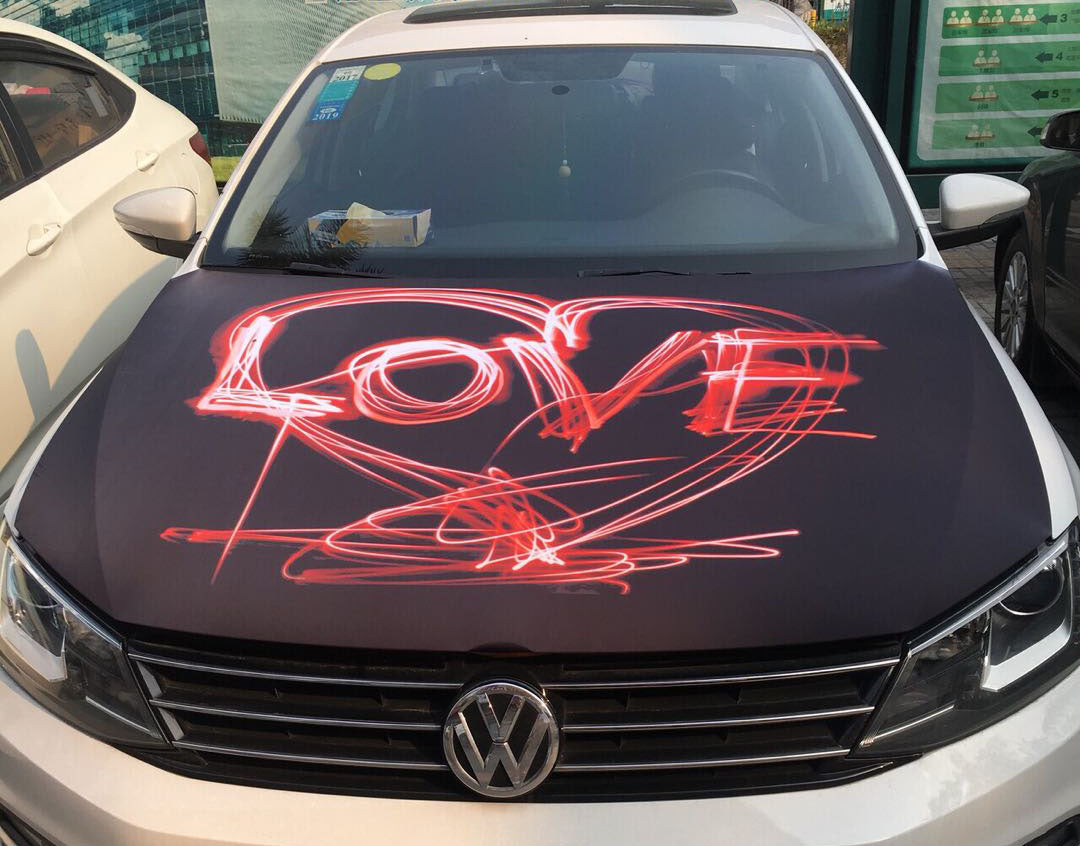 Black Love Car Hood Cover Flag ,Engine Flag,3.3X5ft/6X7FT,100% Polyester Elastic Fabrics Can be Washed Suitable for SUV and Pickup Trucks