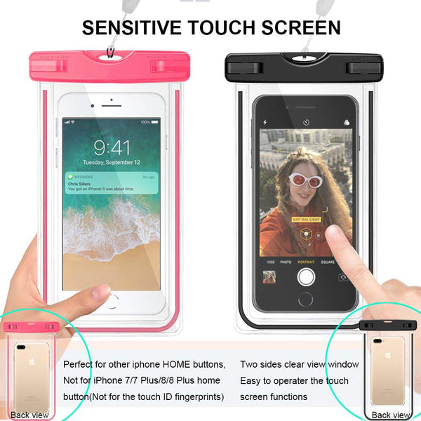 Universal Waterproof Case, Waterproof Phone Pouch Dry Bag IPX8 Luminous for iPhone X/8/8plus/7/7plus/6s/6/6s plus Samsung galaxy s8/s7 Google Pixel HTC10 - flagsshop