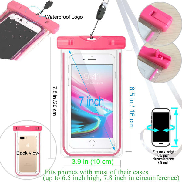Universal Waterproof Case, Waterproof Phone Pouch Dry Bag IPX8 Luminous for iPhone X/8/8plus/7/7plus/6s/6/6s plus Samsung galaxy s8/s7 Google Pixel HTC10 - flagsshop