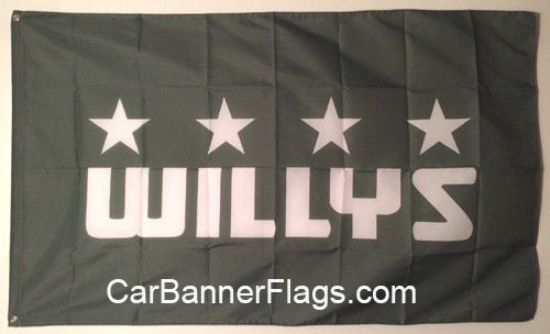 Willys Flag-3x5 FT Banner-100% polyester-2 Metal Grommets-overland quad willys ma willys mb - flagsshop